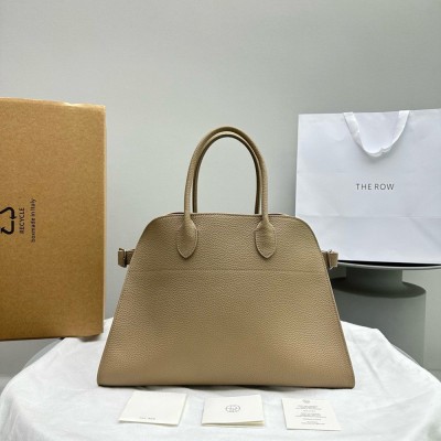 The Row Margaux 15 Top Handle Bag in Sand Grained Leather