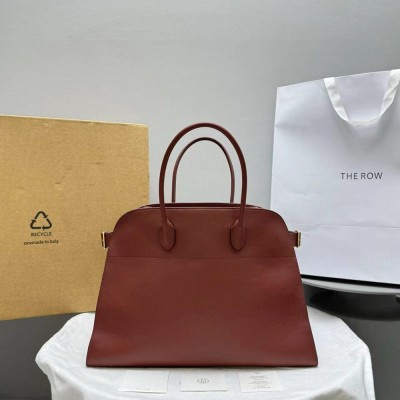 The Row Margaux 17 Top Handle Bag in Brick Leather