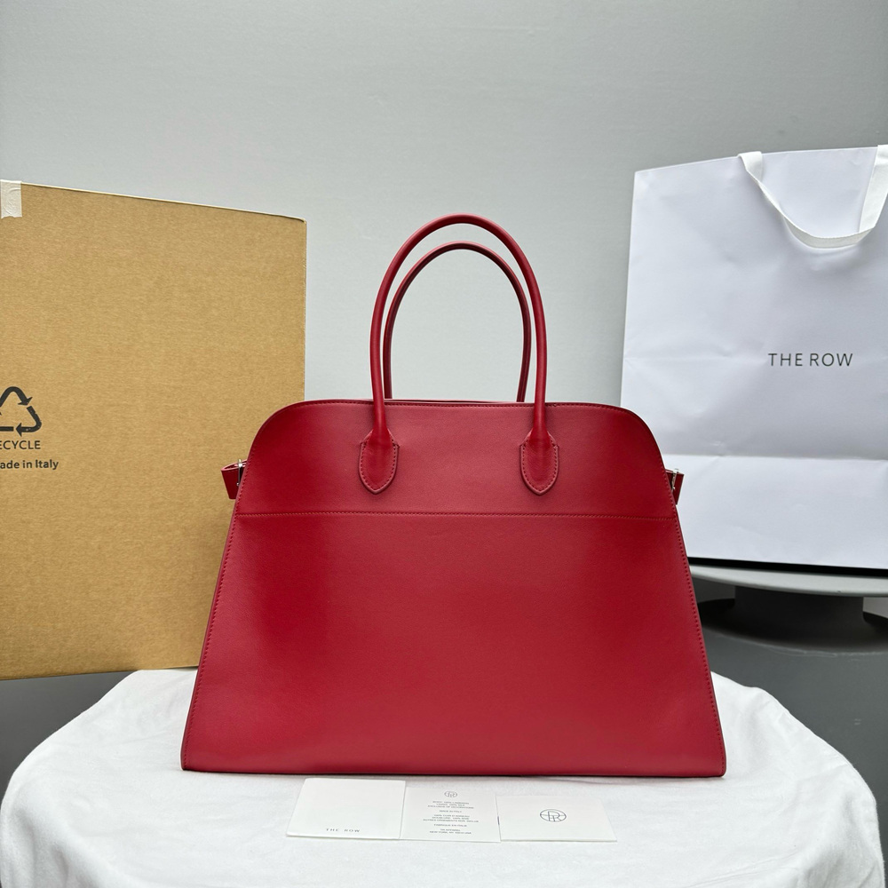 The Row Margaux 17 Top Handle Bag in Red Leather