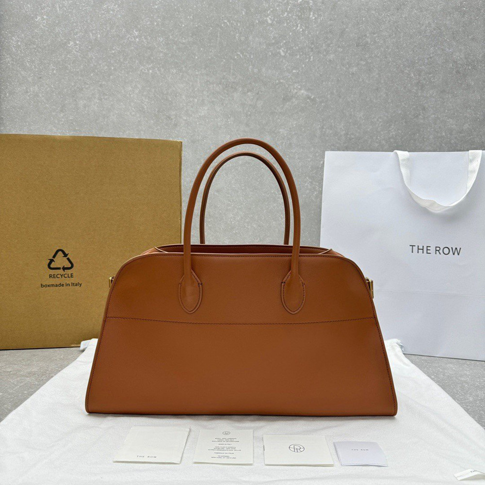 The Row Margaux EW Top Handle Bag in Brown Smooth Calfskin