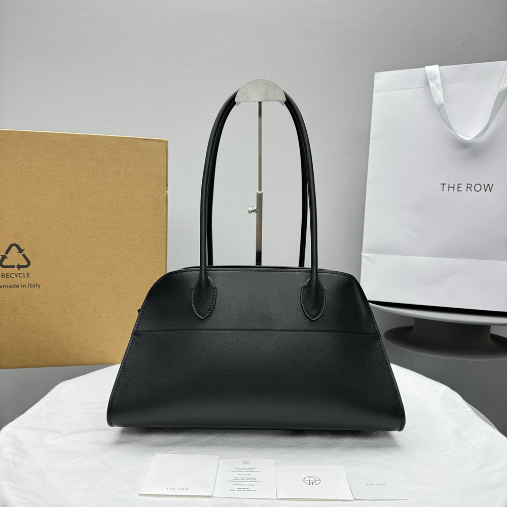 The Row Margaux Shoulder 12 Bag in Black Leather