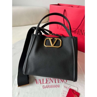 Valentino Alltime Medium Bag in Black Grained Calfskin  TDBS28930