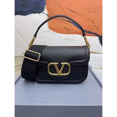 Valentino Alltime Shoulder Bag in Black Grained Leather TDBS28935