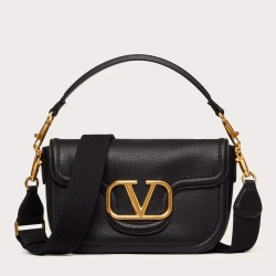 Valentino Alltime Shoulder Bag in Black Grained Leather TDBS28935