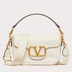 Valentino Alltime Shoulder Bag in White Grained Leather TDBS28938