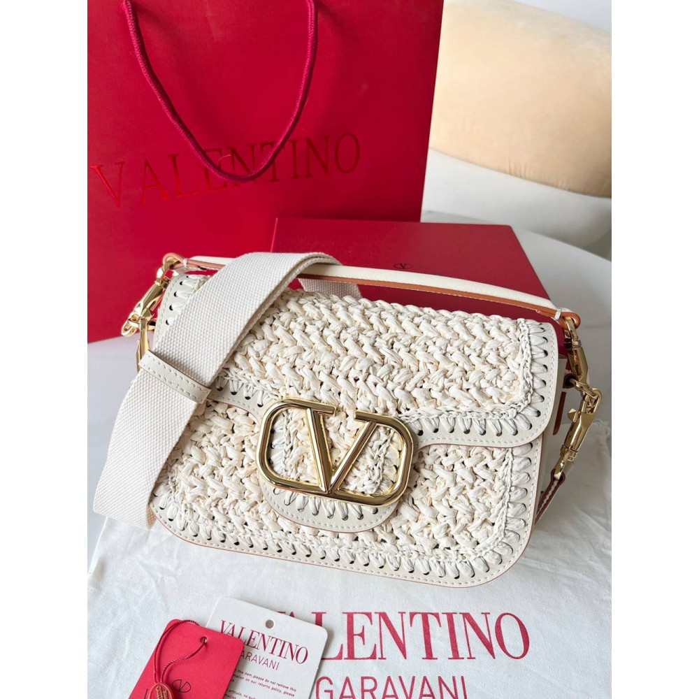 Valentino Alltime Shoulder Bag in White Raffia TDBS28939