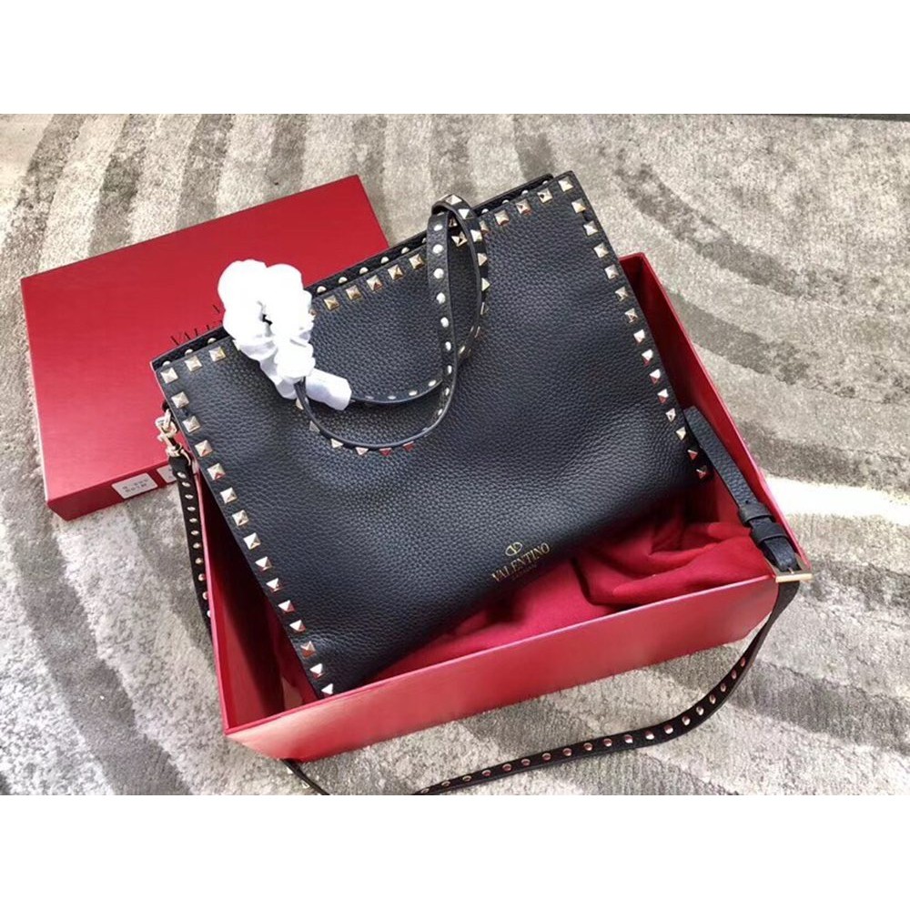 Valentino Black Medium Rockstud Top Handle Bag TDBS29097