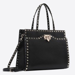 Valentino Black Medium Rockstud Top Handle Bag TDBS29097