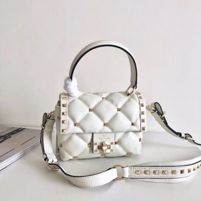 Valentino Candystud Mini Handbag In White Lambskin TDBS28949