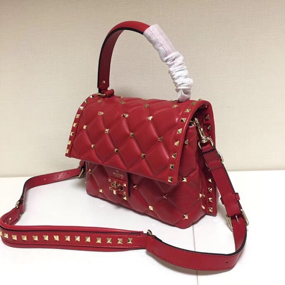 Valentino Garavani Red Quilted Candystud Top Handle Bag TDBS28954