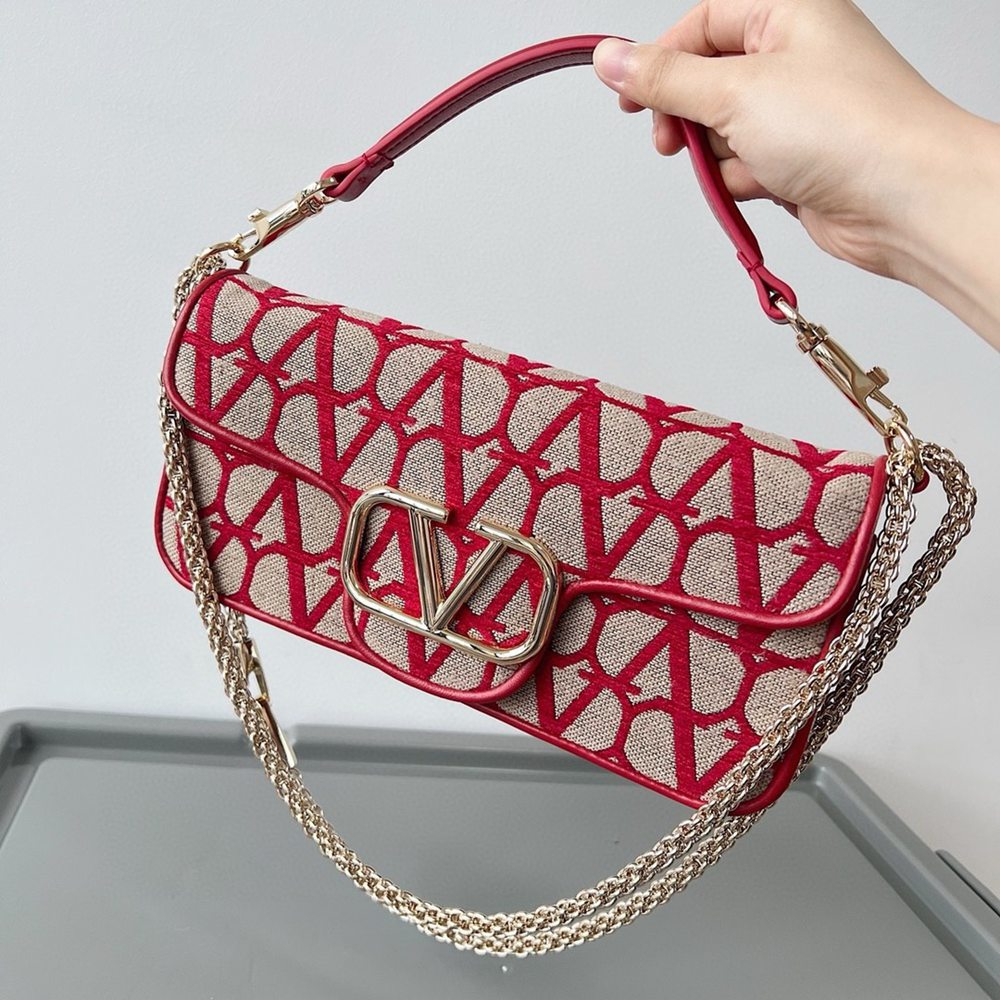 Valentino Large Loco Shoulder Bag in Red Toile Iconographe TDBS29011