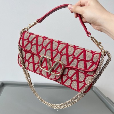 Valentino Large Loco Shoulder Bag in Red Toile Iconographe TDBS29011