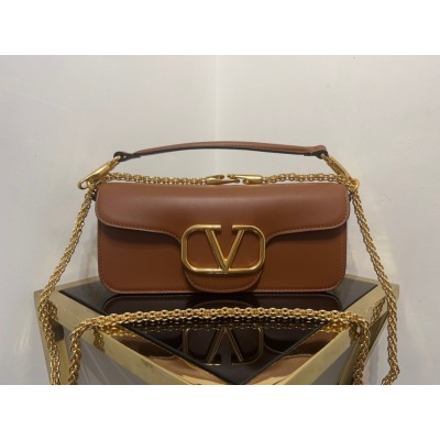 Valentino Loco Large Shoulder Bag In Brown Calfskin TDBS29013