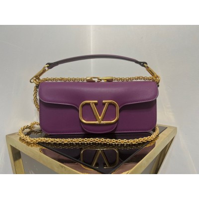 Valentino Loco Large Shoulder Bag In Purple Calfskin TDBS29015