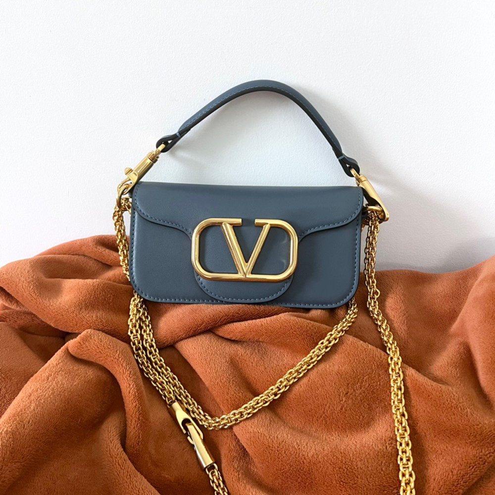 Valentino Loco Small Shoulder Bag In Blue Calfskin TDBS29021