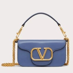 Valentino Loco Small Shoulder Bag In Blue Calfskin TDBS29021