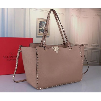 Valentino Medium Rockstud Tote In Poudre Grain Calfskin TDBS29116