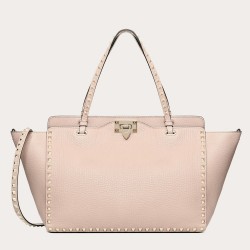 Valentino Medium Rockstud Tote In Poudre Grain Calfskin TDBS29116