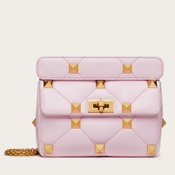 Valentino Medium Roman Stud Chain Bag In Pink Nappa TDBS29053