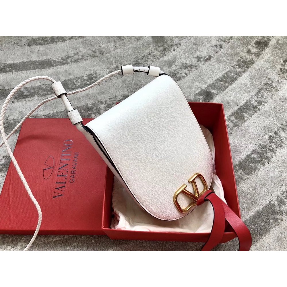 Valentino Medium Vring Crossbody Bag In White Goatskin TDBS29133