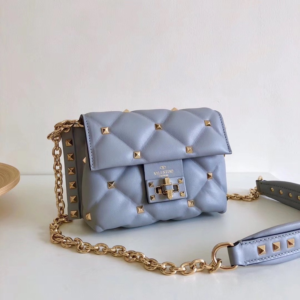 Valentino Mini Candystud Crossbody Bag In Pale Blue Lambskin TDBS28957