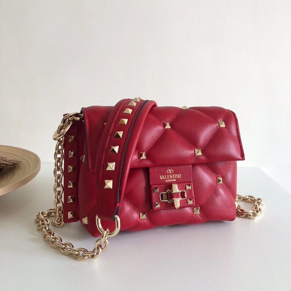 Valentino Mini Candystud Crossbody Bag In Red Lambskin TDBS28959