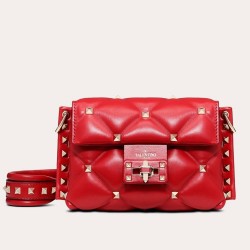 Valentino Mini Candystud Crossbody Bag In Red Lambskin TDBS28959