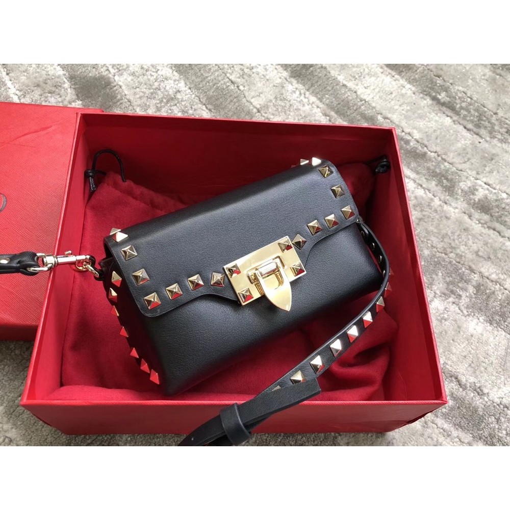 Valentino Mini Rockstud Crossbody Bag In Black Calfskin TDBS28966