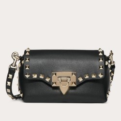 Valentino Mini Rockstud Crossbody Bag In Black Calfskin TDBS28966