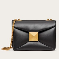 Valentino One Stud Chain Bag In Black Nappa Leather TDBS29037