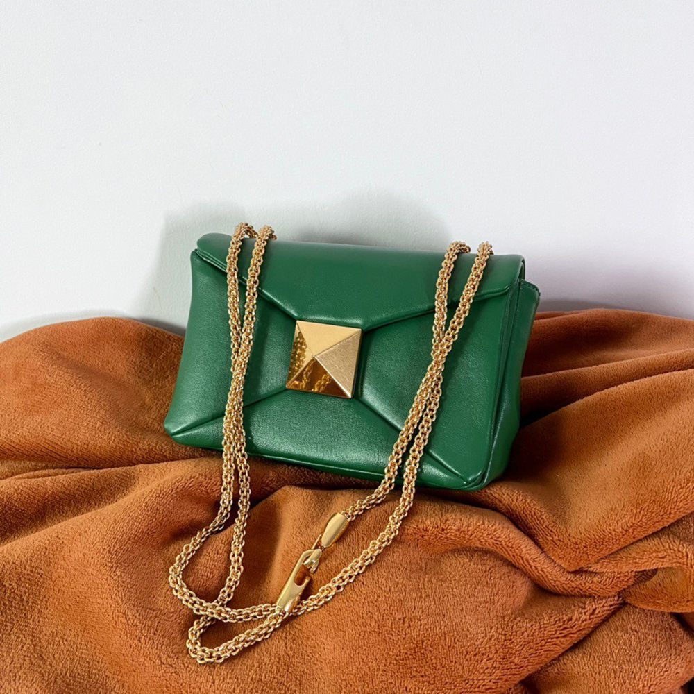 Valentino One Stud Chain Bag In Green Nappa Leather TDBS29039