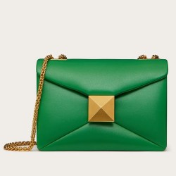 Valentino One Stud Chain Bag In Green Nappa Leather TDBS29039