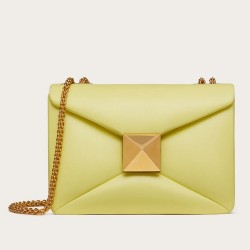 Valentino One Stud Chain Bag In Yellow Nappa Leather TDBS29041