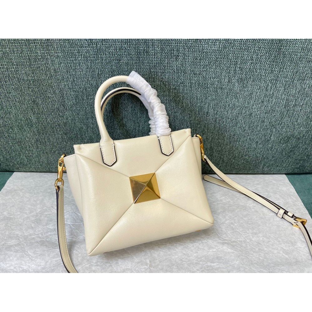 Valentino One Stud Top Handle Bag In White Nappa Leather TDBS29101