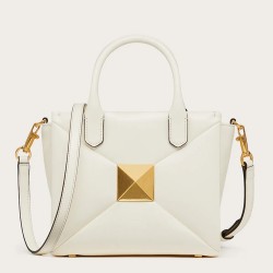 Valentino One Stud Top Handle Bag In White Nappa Leather TDBS29101