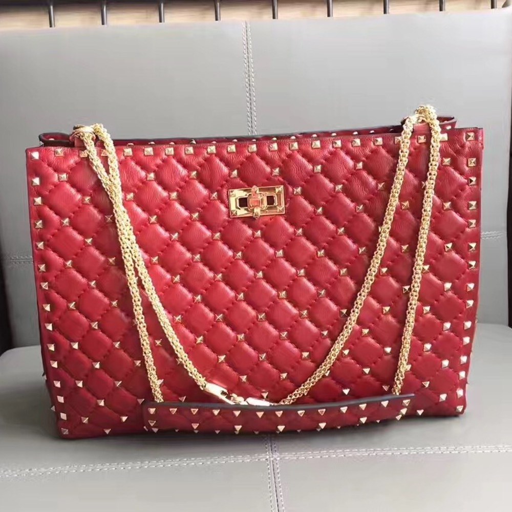 Valentino Red Rockstud Spike Tote Bag TDBS29120