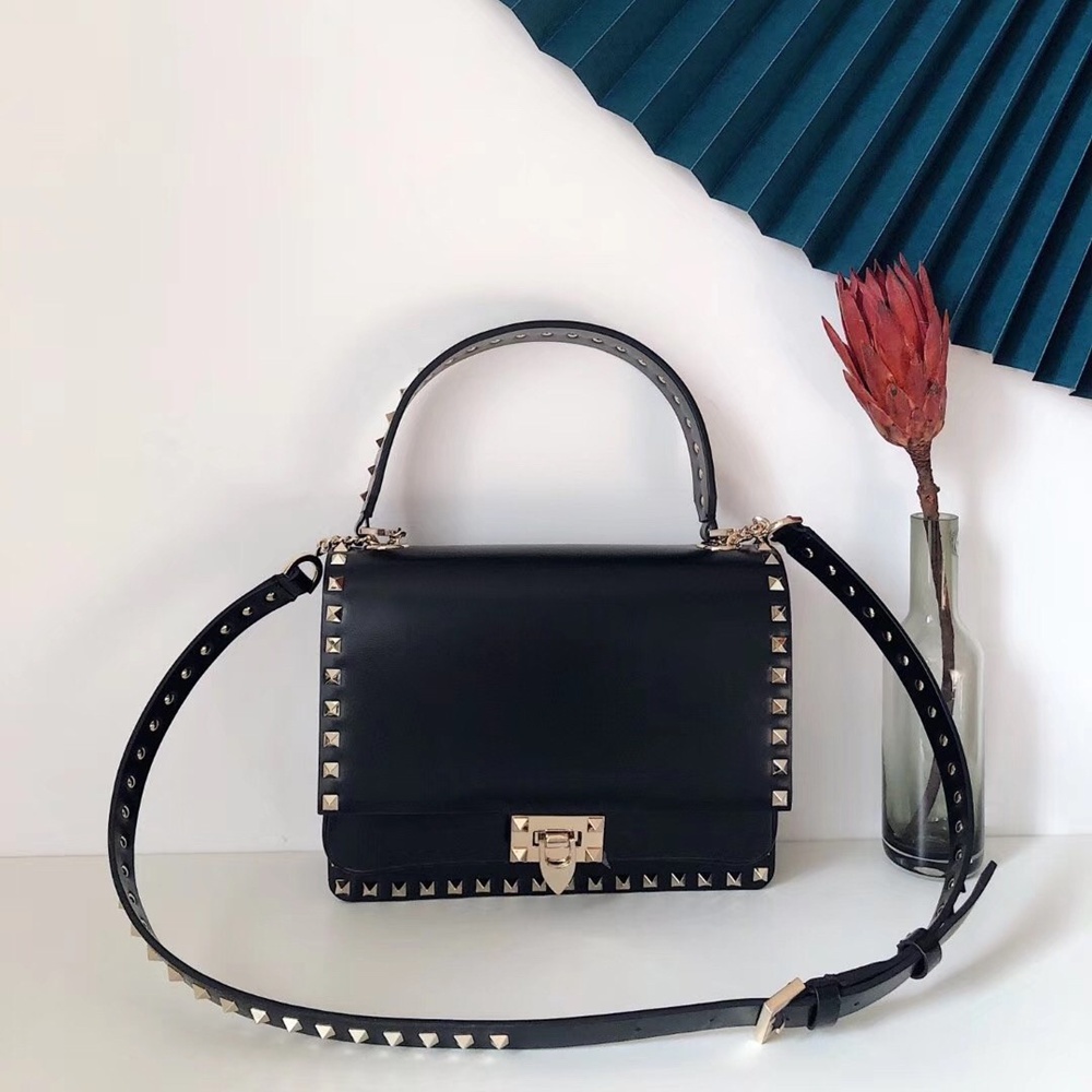 Valentino Rockstud Crossbody Bag In Black Calfskin  TDBS28968