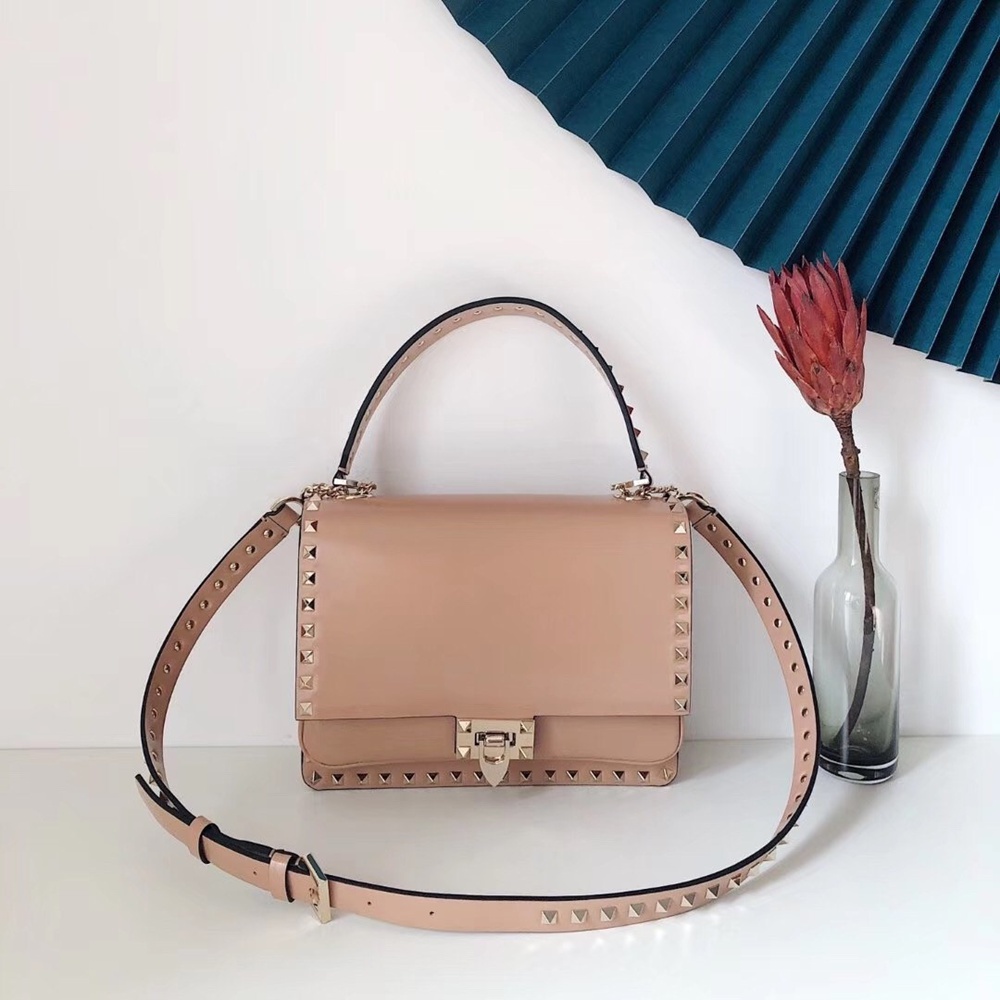 Valentino Rockstud Crossbody Bag In Nude Calfskin  TDBS28969