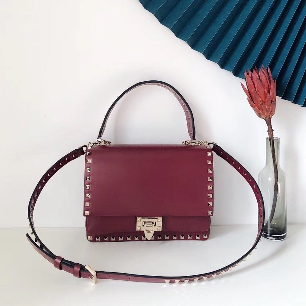 Valentino Rockstud Crossbody Bag In Red Calfskin  TDBS28970