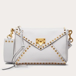 Valentino Rockstud Hype Bag In White Grained Calfskin TDBS29045