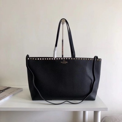 Valentino Rockstud Large Shopping Bag In Black Leather TDBS29046