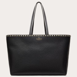 Valentino Rockstud Large Shopping Bag In Black Leather TDBS29046