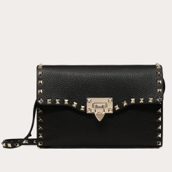 Valentino Rockstud Small Crossbody Bag In Black Grained Leather TDBS28972