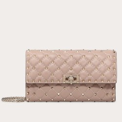 Valentino Rockstud Spike Crossbody Clutch In Poudre Lambskin TDBS29071