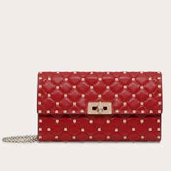 Valentino Rockstud Spike Crossbody Clutch In Red Lambskin TDBS29072