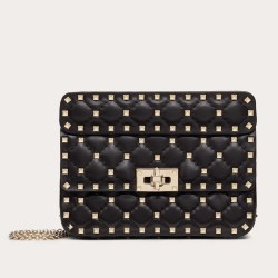 Valentino Rockstud Spike Small Bag In Black Lambskin TDBS29079