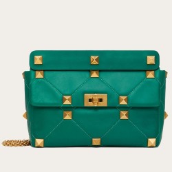 Valentino Roman Stud Chain Bag In Green Lambskin TDBS29059