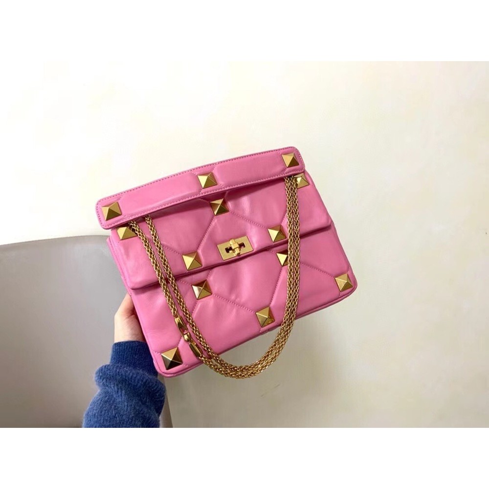 Valentino Roman Stud Chain Bag In Pink Lambskin TDBS29060