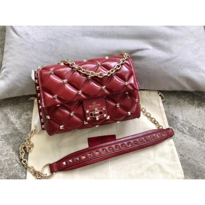 Valentino Small Candystud Crossbody Bag In Red Lambskin TDBS28961