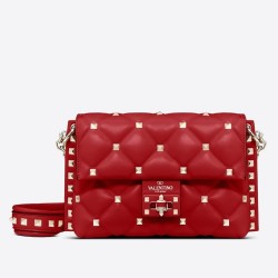 Valentino Small Candystud Crossbody Bag In Red Lambskin TDBS28961